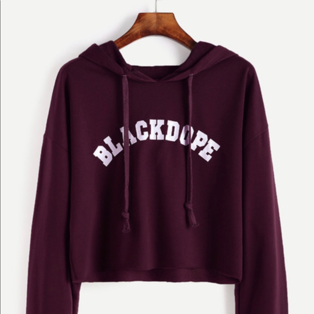 Drawstring Hooded Crop Sweatshirt